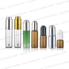 Glass Bottle Personal Care Pump Dropper Glass Tube Press Dropper 5ml 10ml 12ml Customized Color Bottle Alum Collar Shiny Luxury Glass Comsetic Tube Amber Color